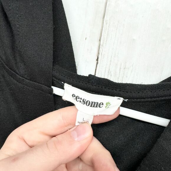 ee:some Dress Women Size L Sweater Mini Floral Striched Short Sleeve Laced Tie - Picture 2 of 5